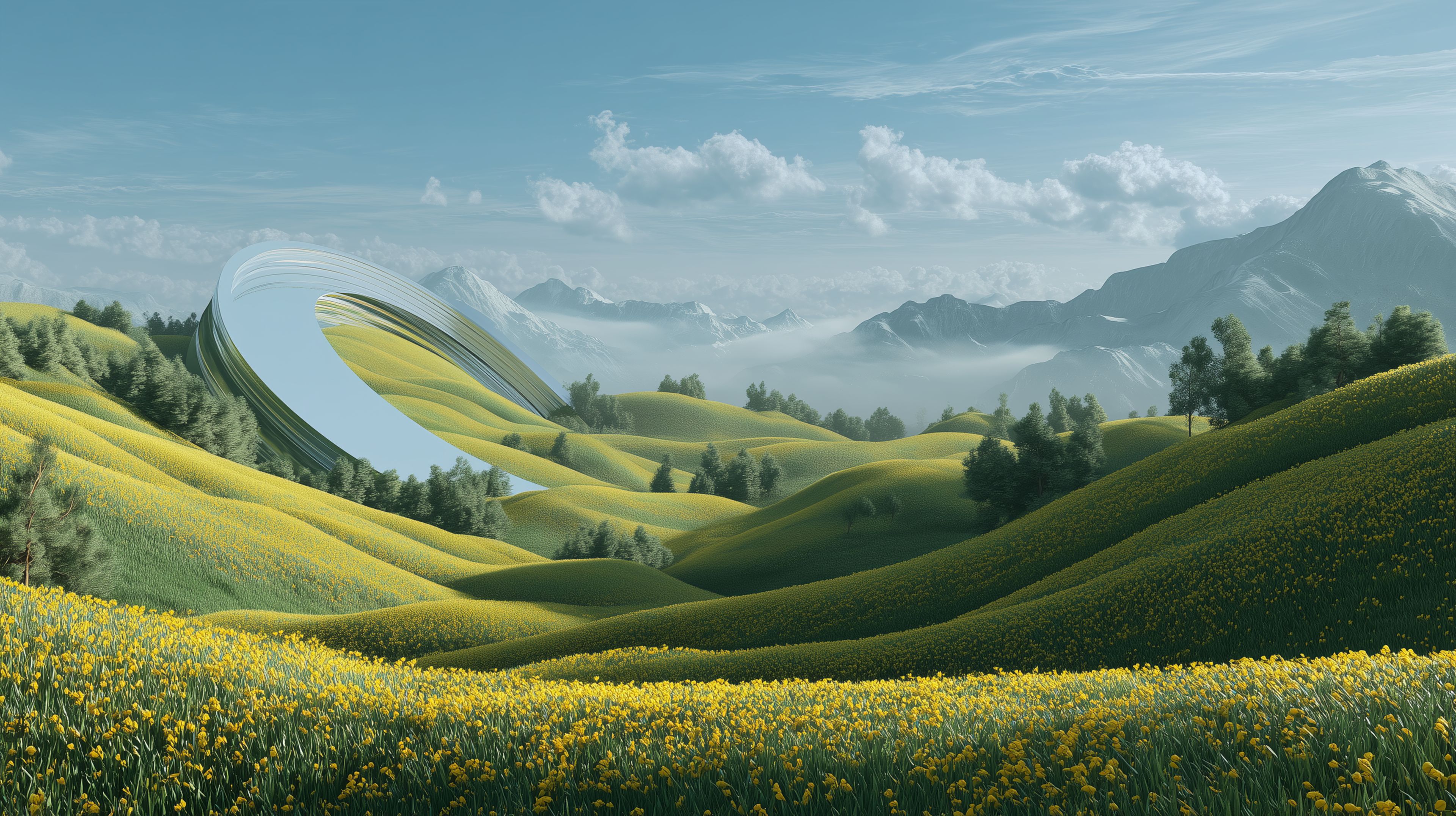 Dawn over Swiss mountains