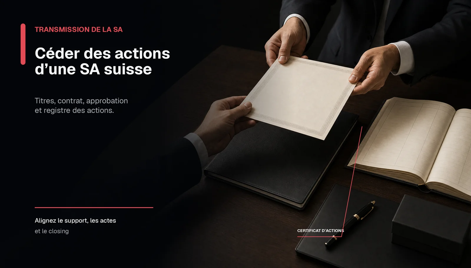 Cession d’actions SA suisse : transfert d’actions